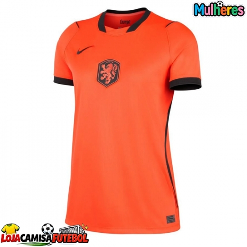 Camisa de Futebol Países Baixos Equipamento Principal Mulheres Mundo 2026 Manga Curta